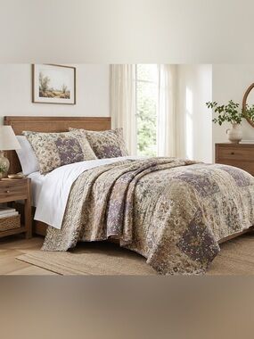 New Linden Street Ashby King Quilt – Floral Patchwork Cotton Bedding